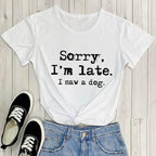 Dog Lover Letter Print T-Shirt