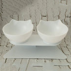 Cat Shaped Elevated Double Bowl