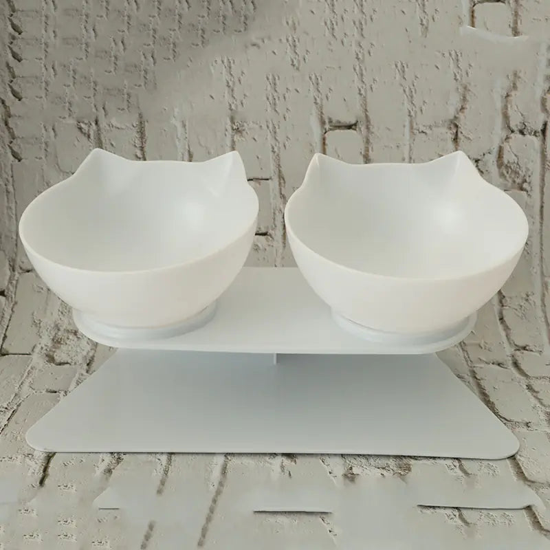 Cat Shaped Elevated Double Bowl